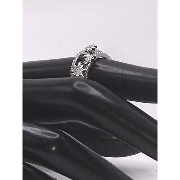 Swarovski FIZZY Crystal Pave Silver Retired 7/55/M Stackable Signed Ring Set - Picture 10 of 12